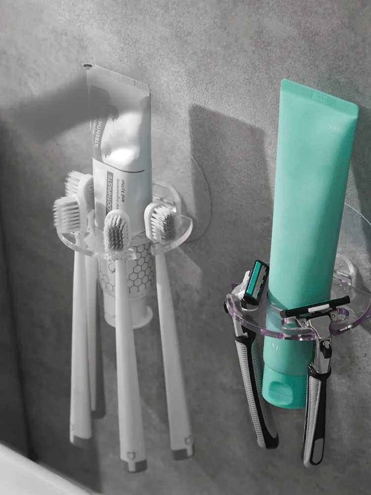 

Plastic Toothbrush Holder Bathroom Organizer Accessori Toothpaste Storage Rack Shaver Tooth Brush Dispenser Bathroom Accessories