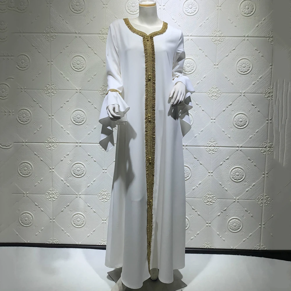 Арабское платье с кисточками белая абайя Женская Djellaba мусульманская Мода одежда