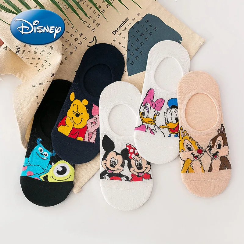 

Original Disney Mickey Mouse Minnie Donald Duck Daisy Thin Invisible Socks Ladies Boat Socks Non-slip Female Socks Women Socks