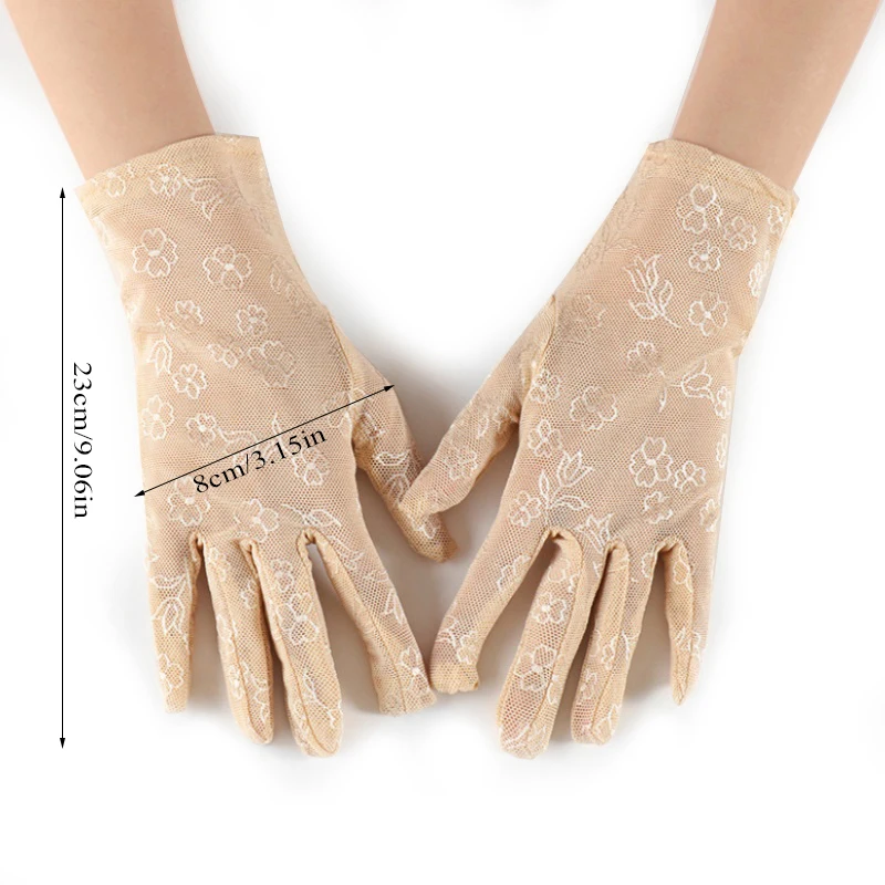 

1 Pair Solid Color Lace Gloves Sunscreen Gloves Etiquette Glove Lady Gloves Wrist Glove Lace Driving Glove Protection Glove
