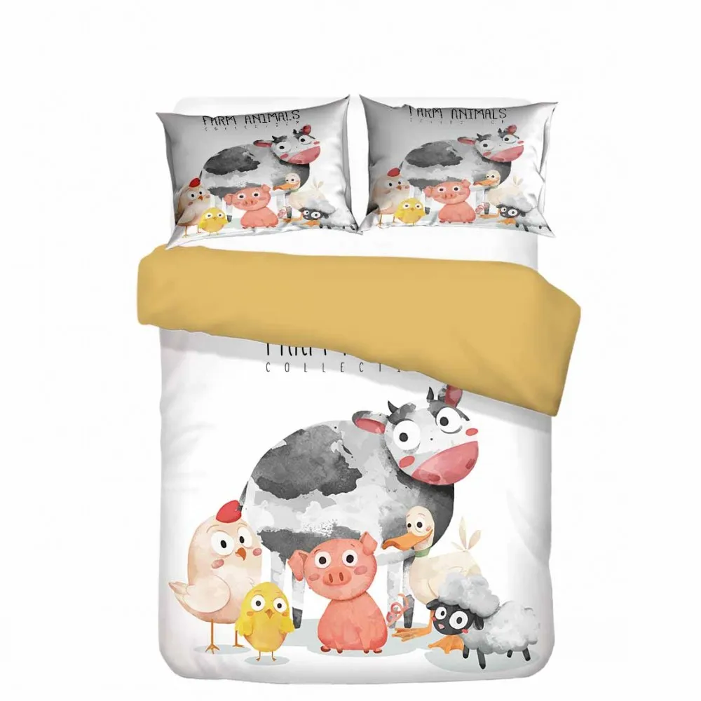 Комплект постельного белья для коровы цыпленка свиньи овцы пододеяльник с 3D