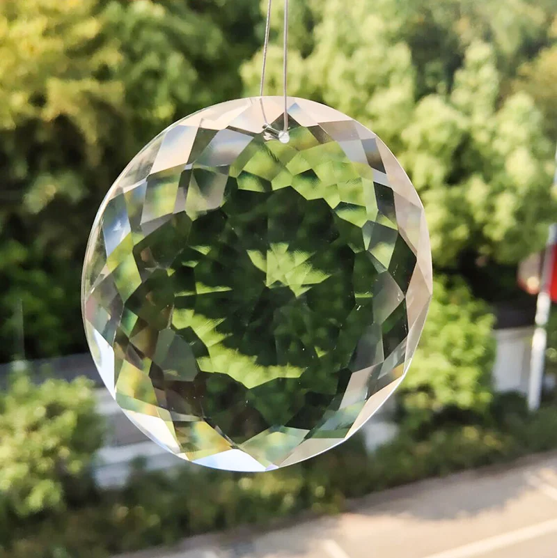 

75mm Round Clear Crystal Suncatcher Prisms Pendants for Chandeliers Accessories Hanging Rainbow Maker Crystal Photography Props