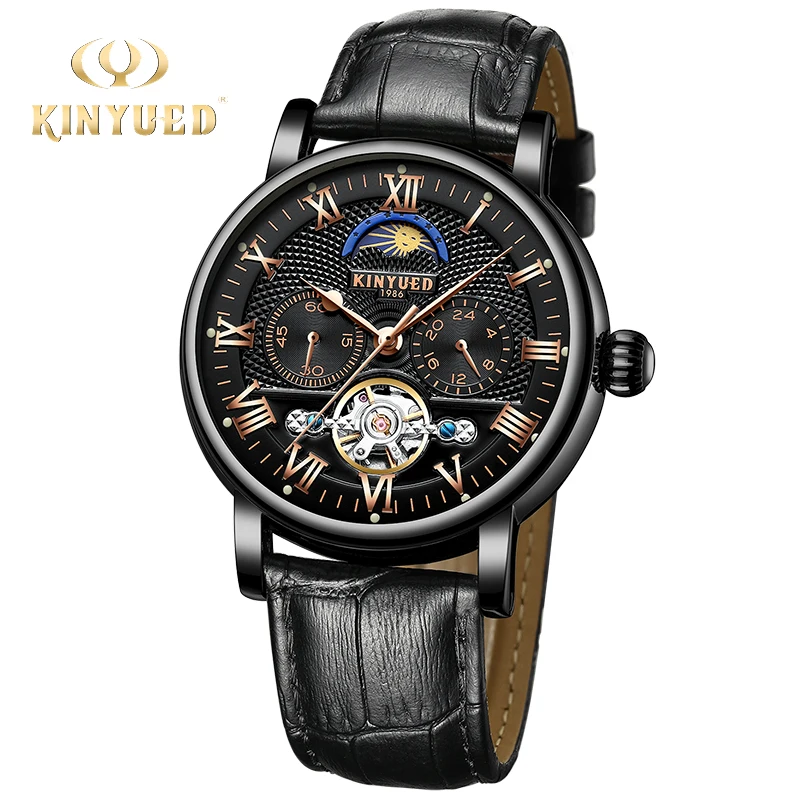 Reloj hombre Skeleton KINYUED Mechanik роскошные часы Автоматические Мужские механические Tourbillon