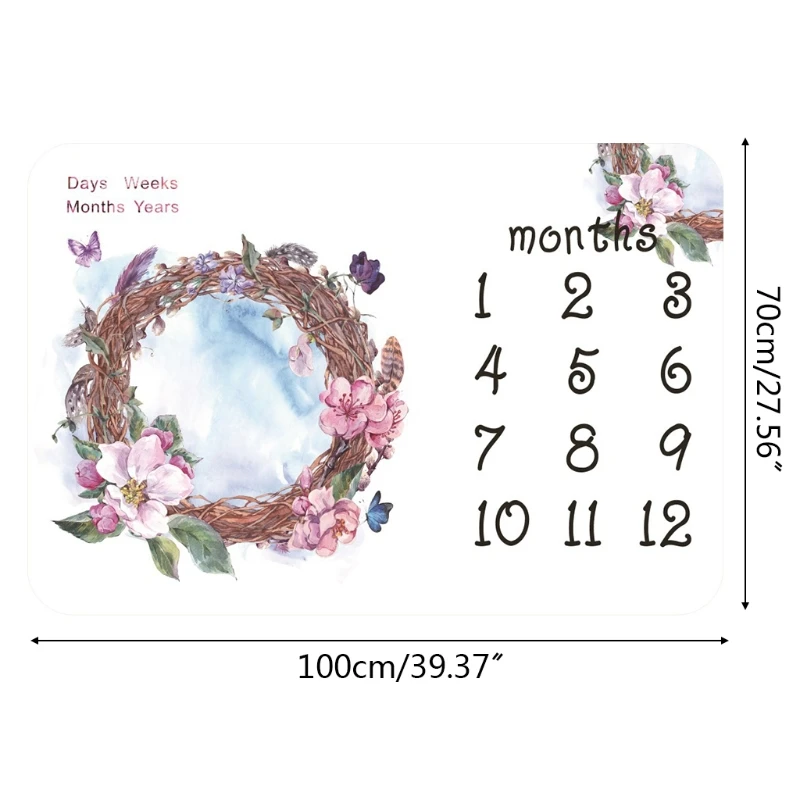 

Baby Monthly Record Growth Milestone Blanket Swaddle Wrap Background Cloth Props L4MC