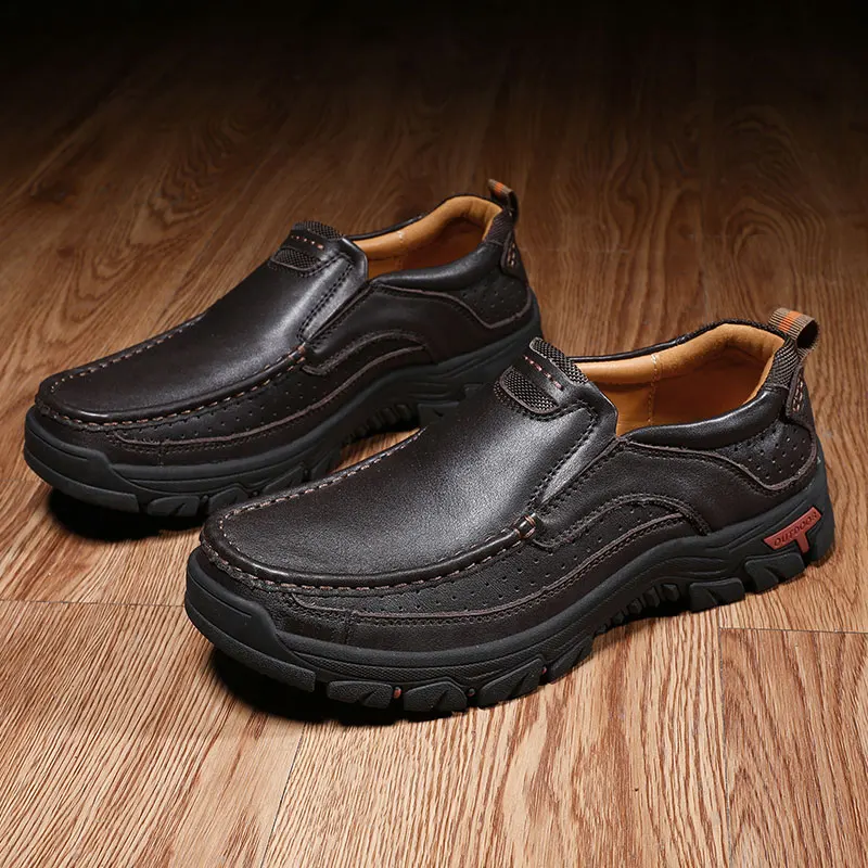

genuine leather men's loafers outdoor long-distance fashion military boots hiking shoes wear-resistant non-slip ankle boots men