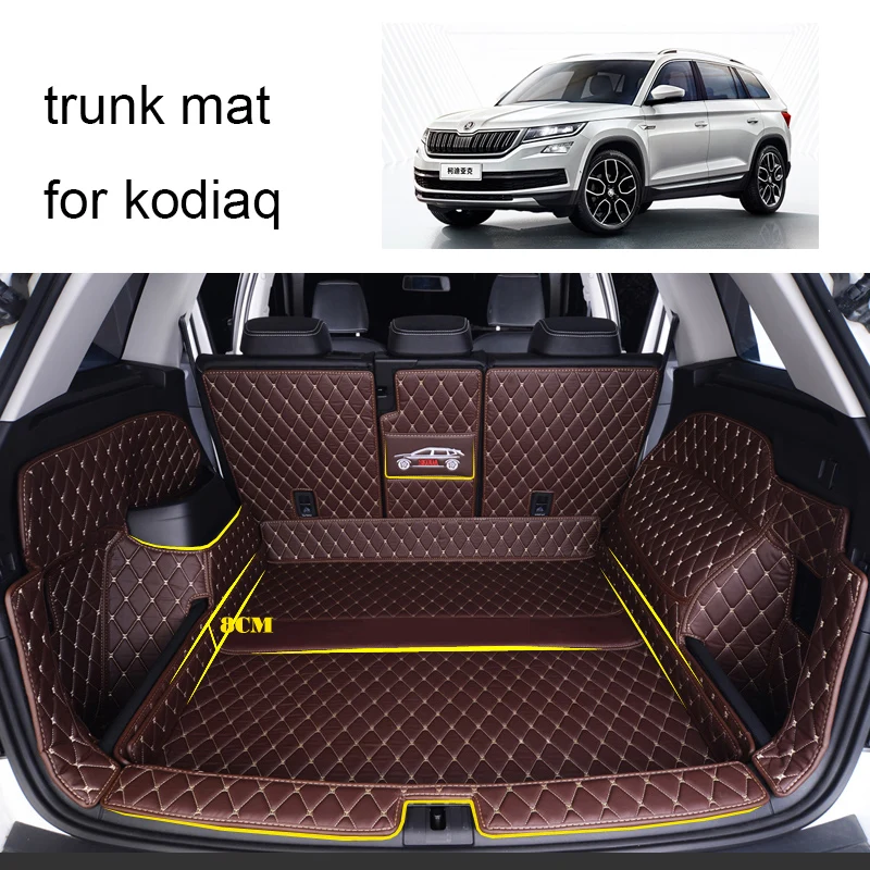 Lsrtw2017 кожаный коврик для багажника автомобиля Коврики Skoda Kodiaq 2017 2018 2019 2020 загрузки