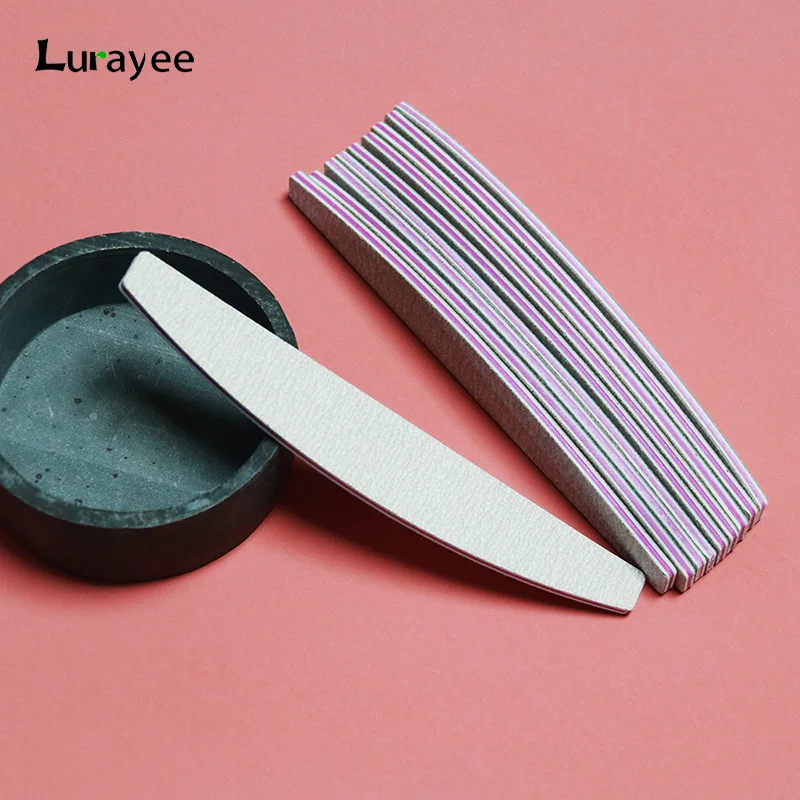 

Lurayee 5pcs/lot 100/180 Grit Nail File Sandpaper Buffers Half Moon Shape Pedicure Files Gel Nail Polish Manicure Accessories