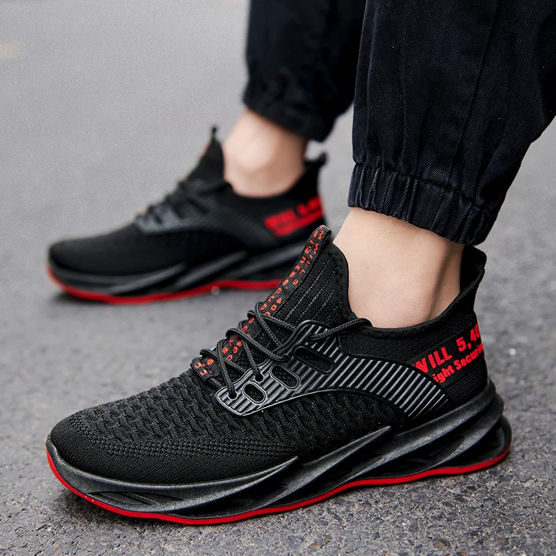 

Men's Sports Casual Shoes Platform Sneakers Spring Fashion Running Shoes Mesh Breathable Comfortable Walking Black Shoes Lace-up