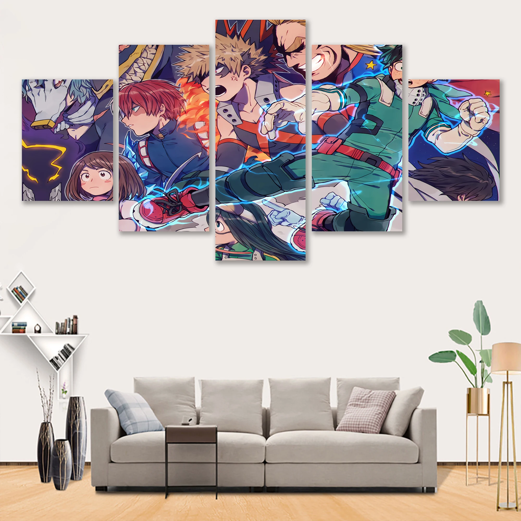 

Canvas Prints My Hero Academia Wall Art 5 Piece Anime Character Poster Painting Pictures Modern Home Decor Kid Bedroom Modular