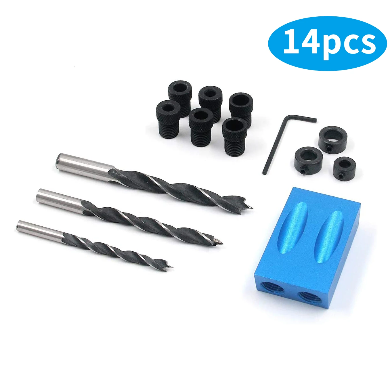 

14Pcs Pocket Hole Jig Dowel Drill Joinery Kit Drive Adapter Woodwork Tools for Woodworking Guides Joint Angle Carpentry Locator