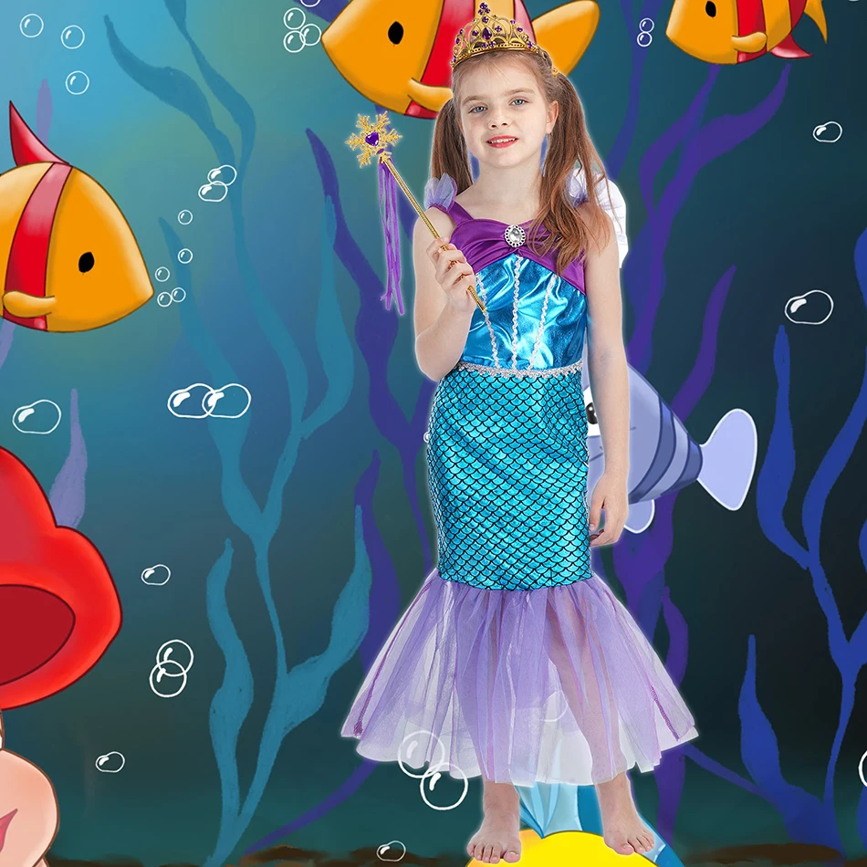 Костюм Русалочки Ариэль для девочек летнее из полиэстера |