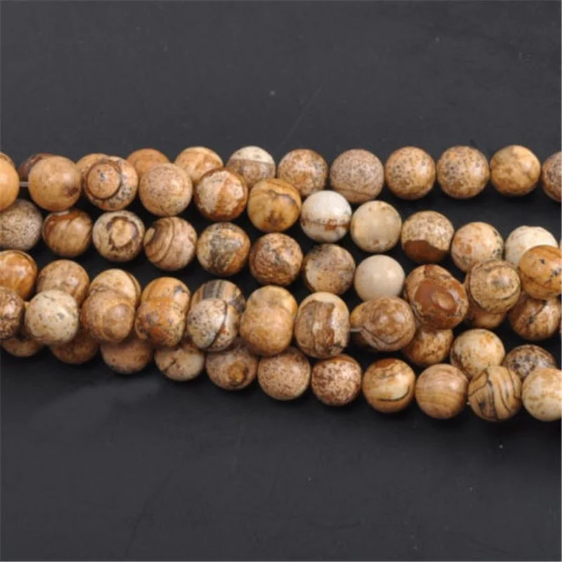 

Picture Stone Loose Beads Natural Gemstone Smooth Round for Jewelry Making