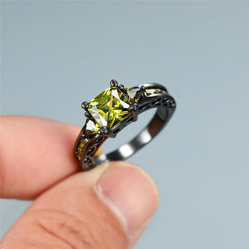 Женское Винтажное кольцо с камнем роскошное обручальное оливково зеленого цвета