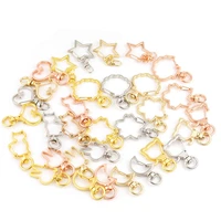 10pcs new cute moon star heart cat animal flower hollow key chain key ring keychain diy accessories lobster clasp wholesale