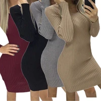 jumper sweater mini bodycon one piece knit long sleeve dress womens casual slim