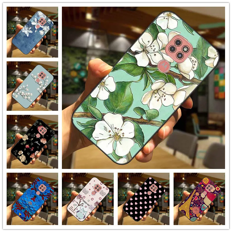 

For Moto E7 Plus Case E20 3D Blossom Emboss Silicone Phone Cover For Motorola Moto E20 E7 E40 Capas Soft Relief Funda