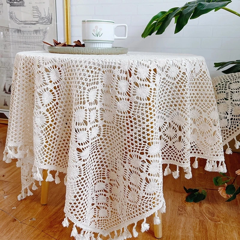 Cotton Lace Table Cloth Handmade Crocheted Tablecloth Rectangle Dining Cover for Obrus Tafelkleed mantel mesa nappe | Дом и сад