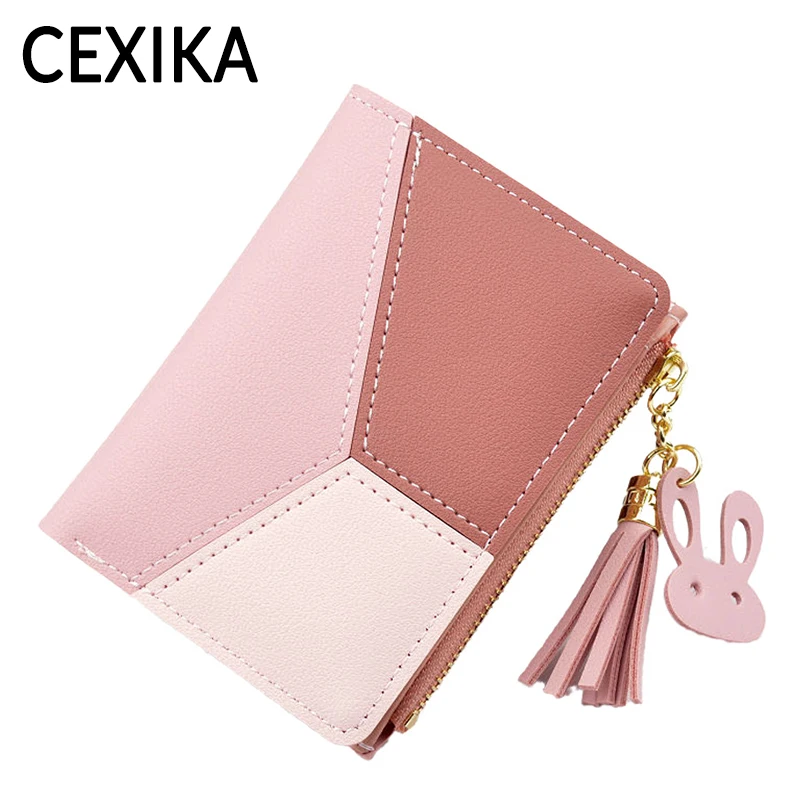 Женские милые розовые кошельки с геометрической кисточкой кошелек держатель для