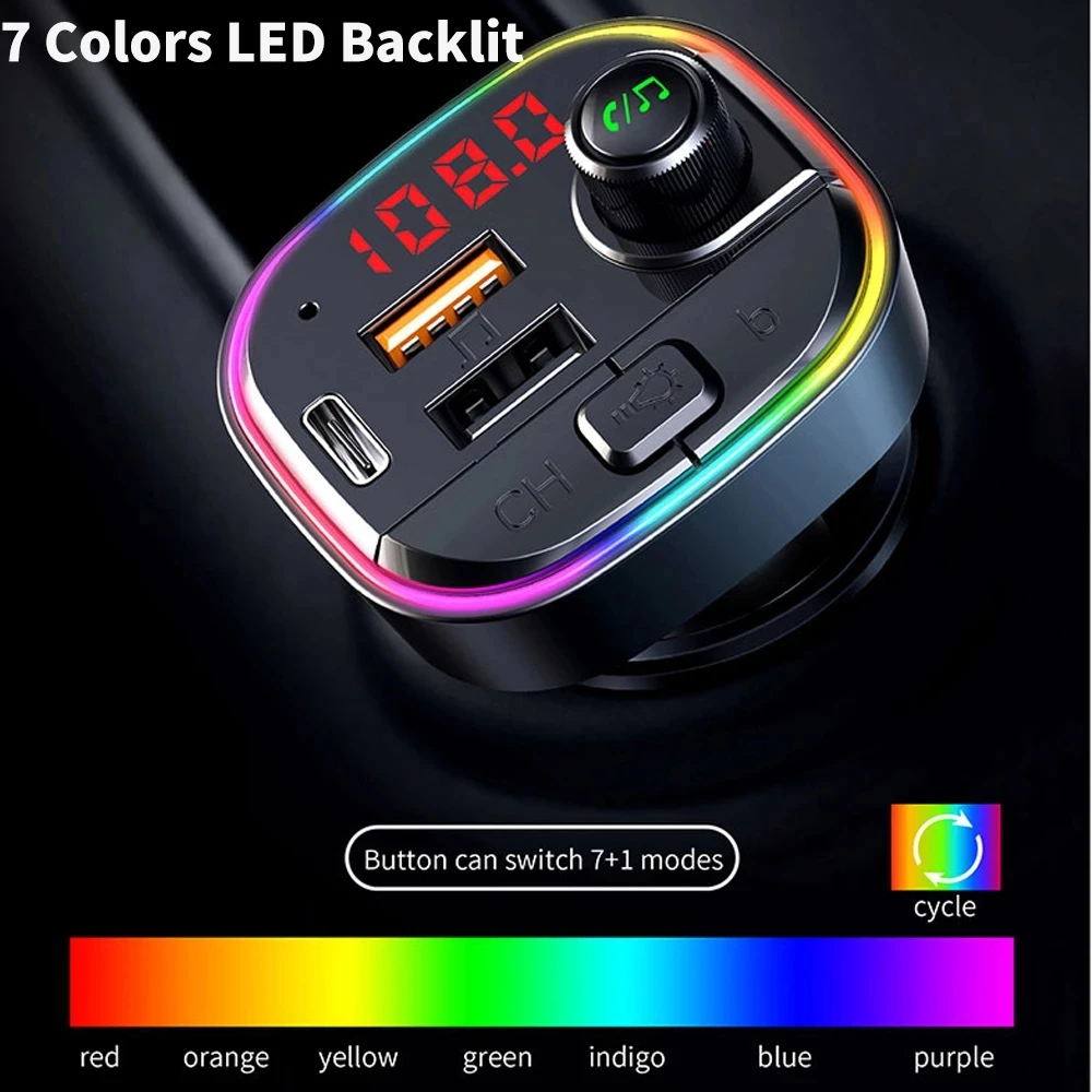 

Car FM Transmitter Fast USB ChargerFor Phone Bluetooth Adapter Radio MP3 Player With Hands Free Calling Dual USB Charge Car Kit