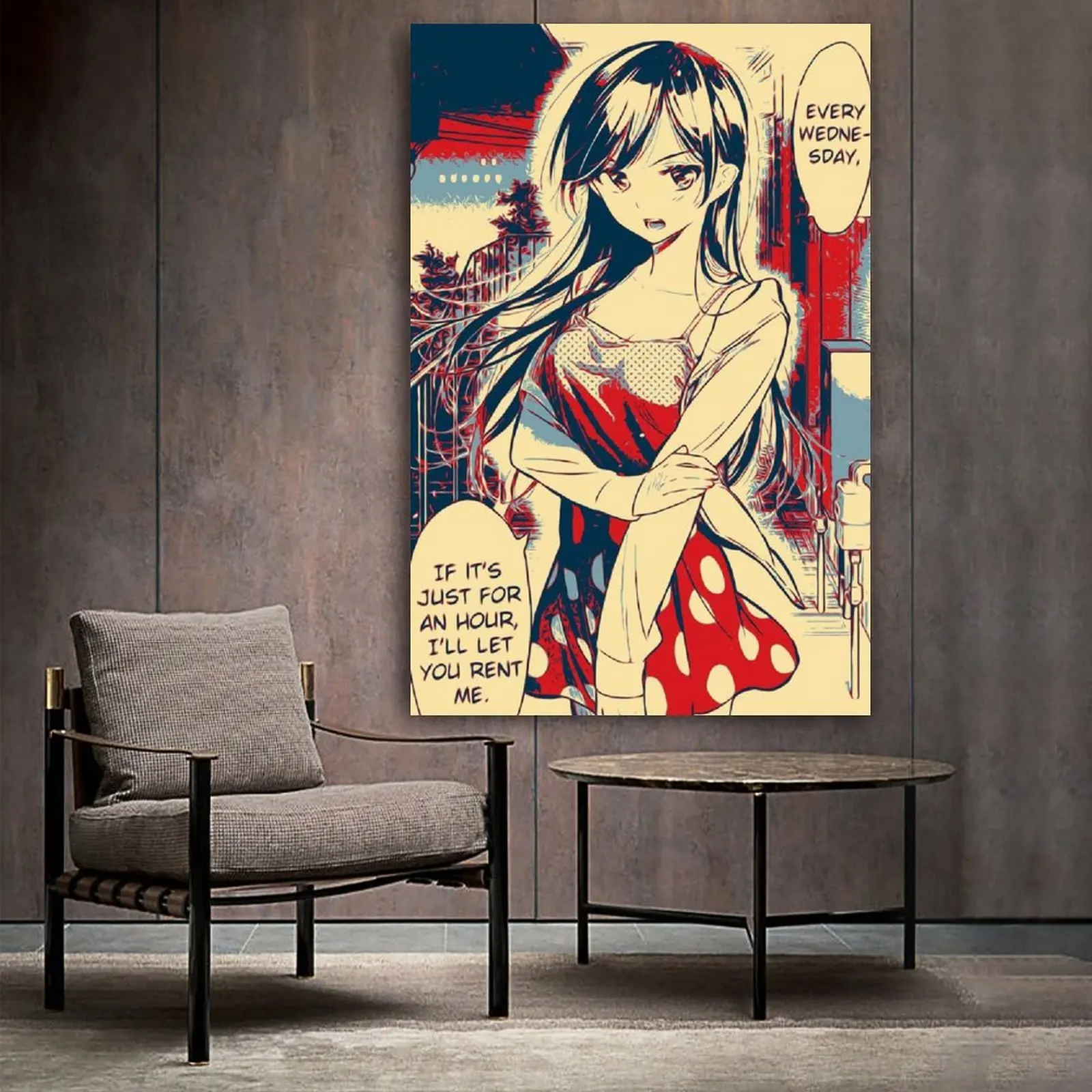 

Плакаты с аниме надписью «Аренда девушки» на стену, современные декоративные Плакаты для спальни