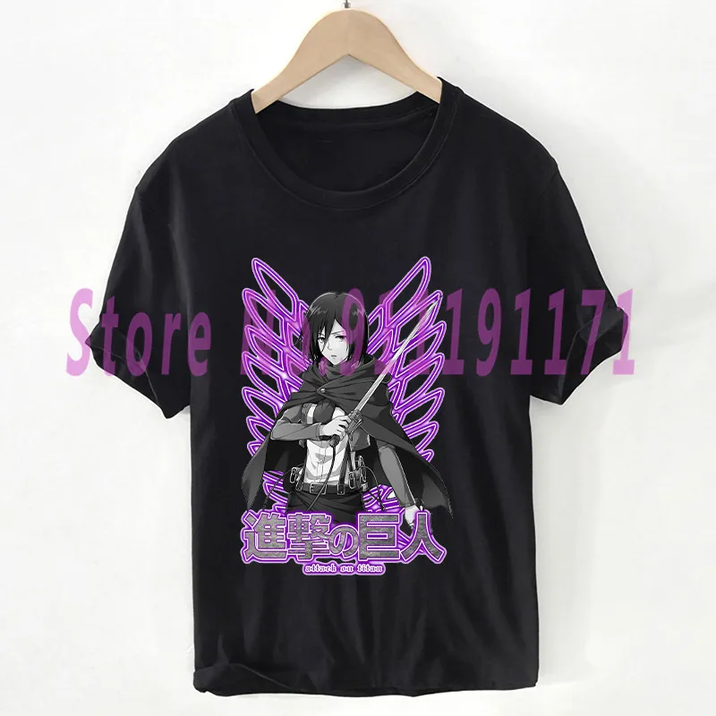 

Levi Ackerman t shirt Unisex Harajuku Attack On Titan black T-shirt Fashion Anime graphic Tops 100% Cotton clothes Pluse Size