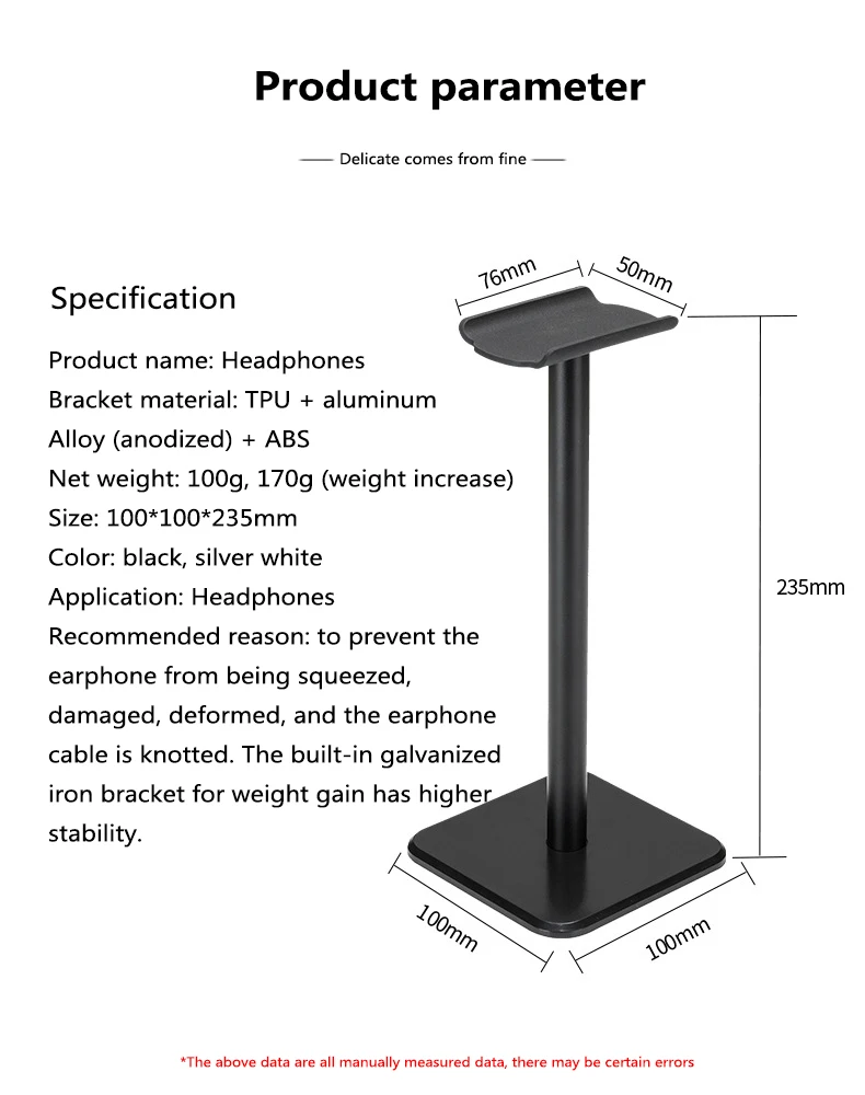 

Original Headphone Stand Table Headset Holder Classic Earphone Stand With Aluminum Support Bar Headrest Holder Accessories