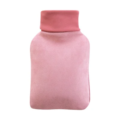 Light Pink Классическая ПВХ белая Бутылка горячей воды 1000 мл с замшевый чехол Портативный Большой ручной обогреватель для ног мешок горячей воды мешок для облегчения боли - Цвет: Light Pink