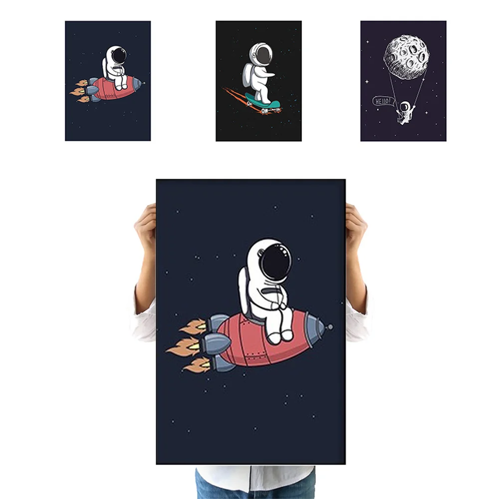Классический постер астронавта на луну мультяшный рисунок Hello Moon Space космонавты и
