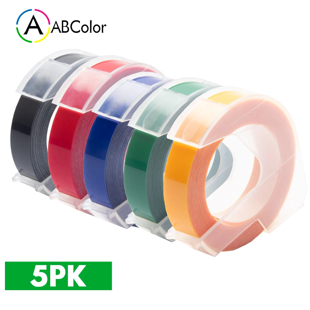 5PK кассета для DYMO 3D лента с тиснением 9 мм пластиковая этикетка черный красный