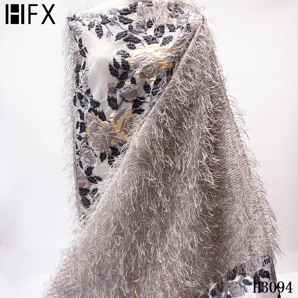 

HFX Lace Fabric African Brocade Embroidered Dress Lace Feater Fench Tulle Bridal Tulle Net Lace Fabric for Party X3094