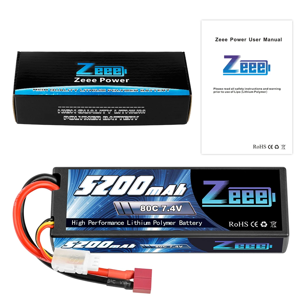 12 шт zeee rc lipo аккумулятор 74 в 2s 5200 мач 80c с