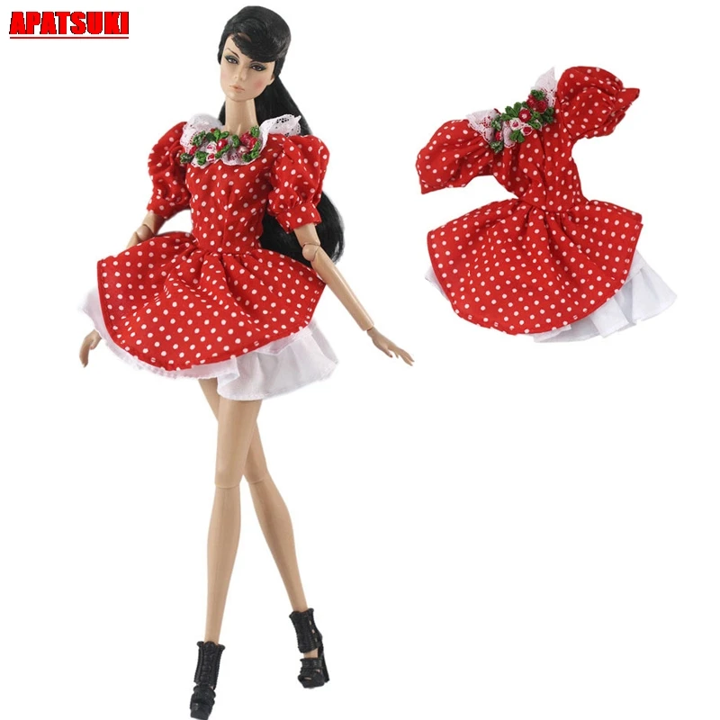 1 шт. красные короткие платья в горошек с клубникой платье наряды Одежда для куклы