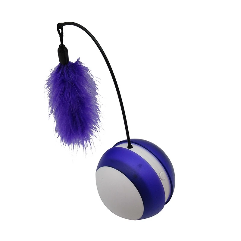 

New Cat ball Tumbler Electric Pet Cat Toy Light Sound Rolling Ball Feather Cat Stick Cat Toy cat toys interactive
