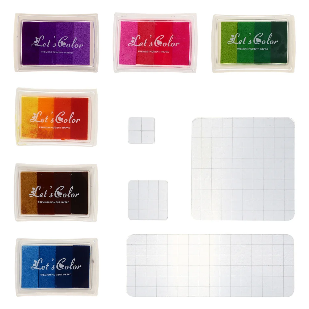 

1 Set of 10 Pcs Acrylic Stamp Blocks Tools Ink Pads Stamp Inkpads Stamping Blocks