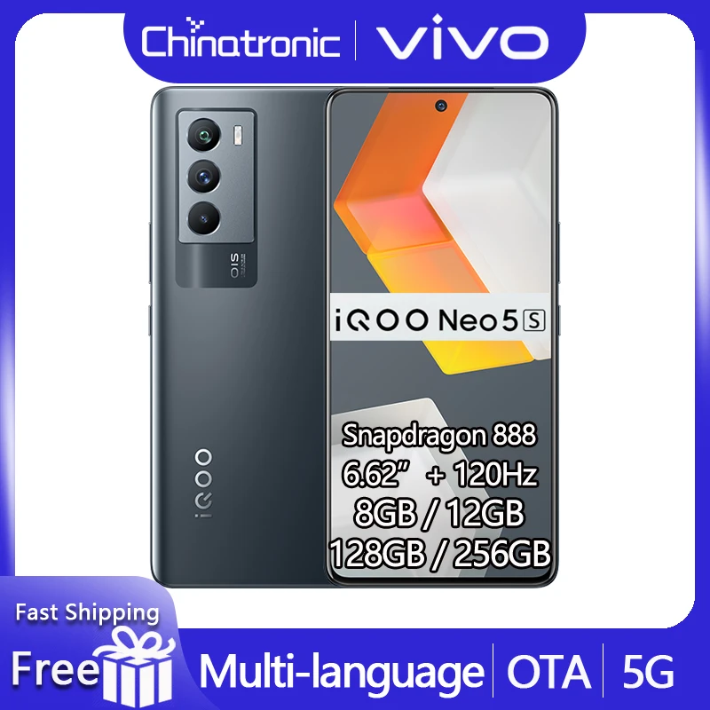 Оригинальный телефон iQOO Neo 5S 8 Гб 128 Snapdragon 888 6 62 &quot120 Гц AMOLED 4500 мАч аккумулятор 66 Вт