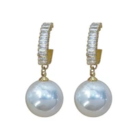 1 pair hoop earrings modern all match trendy korean style round stone drop earrings for party drop earrings dangle earrings