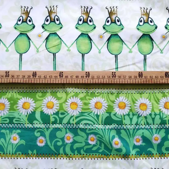 140*100 см 100% хлопчатобумажная ткань DIY стиль лоскутного шитья корона лягушка принт