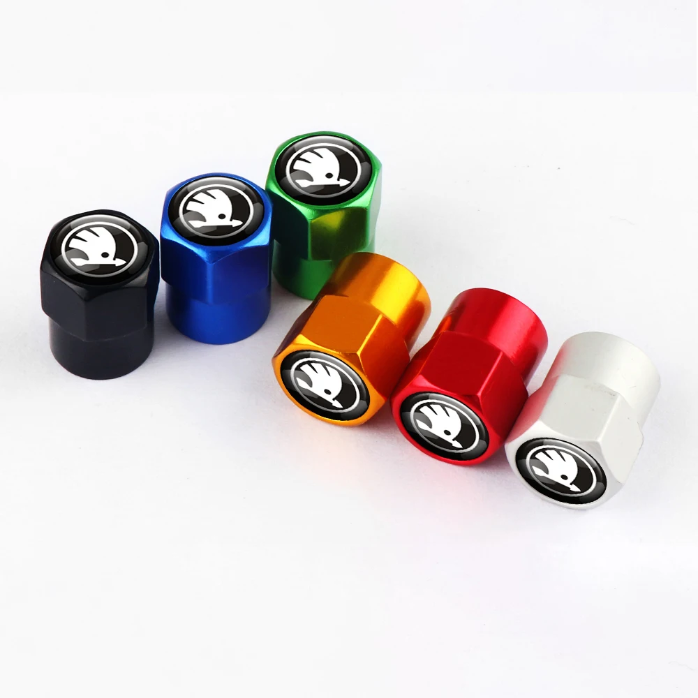 Колпачки на ниппель шины автомобильного стайлинга 4 шт. крышки ниппели для Skoda Fabia