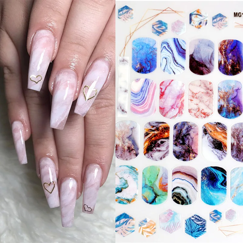 1 шт. 3D слайдер для ногтей цветок мраморные кружевные линии наклейки новый летний