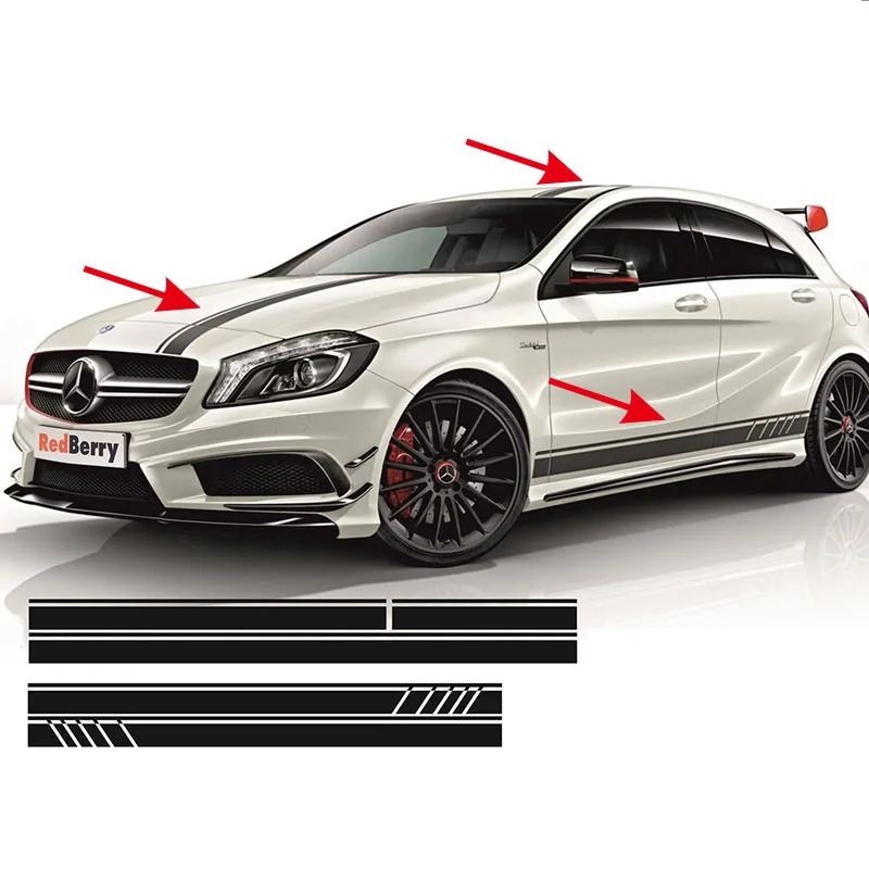 

5 шт., полосатые наклейки для MERCEDES A45 ACLASS W176 #0131