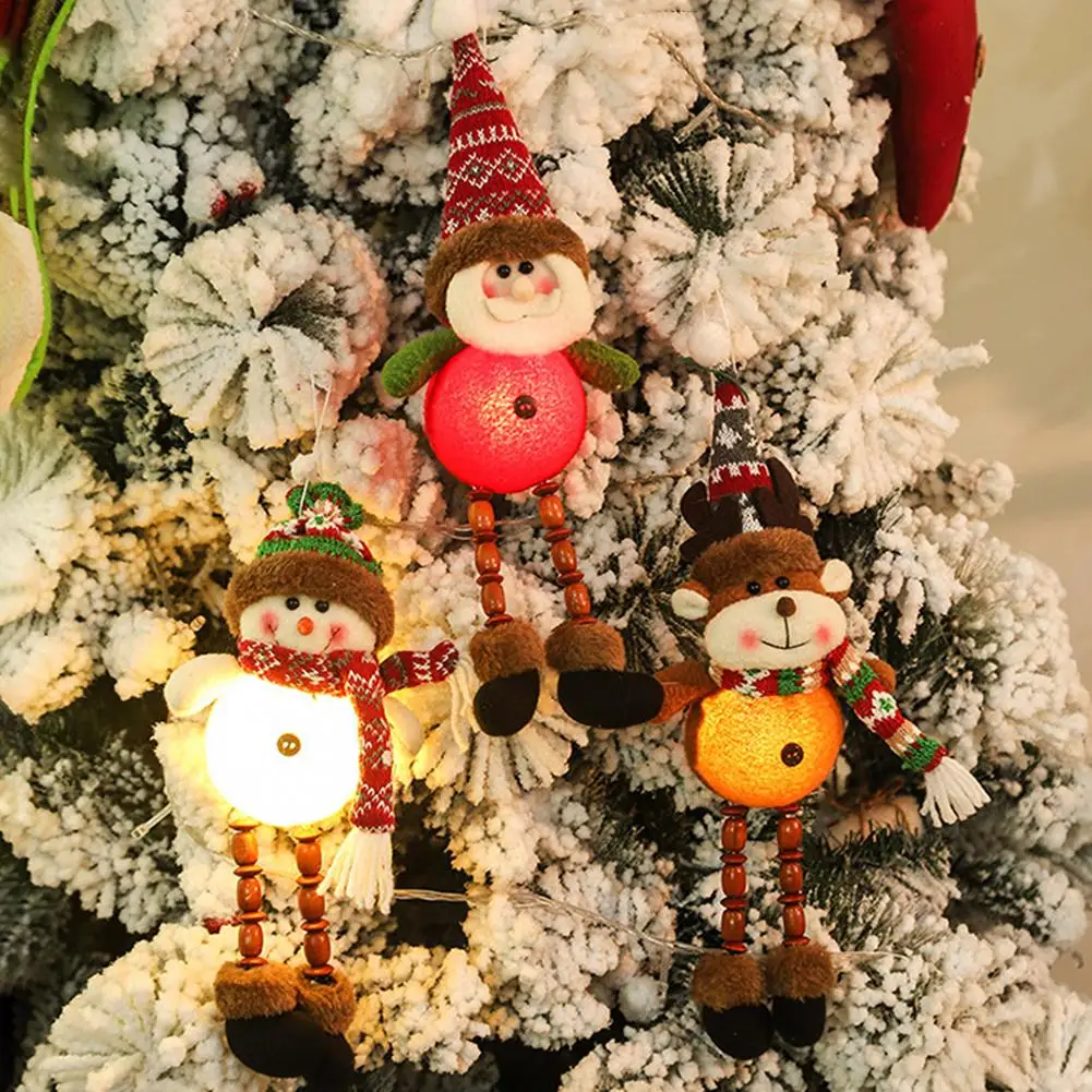 

Украшение для новогодней елки со светодиодной подсветкой, новогодние куклы, украшение на елку в виде снеговика, Рождественское украшение д...