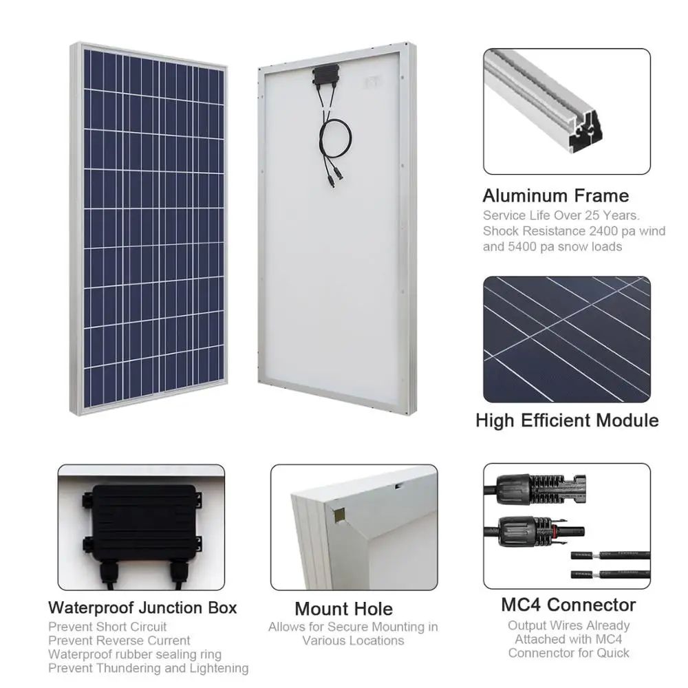 ECOWORTHY 5 Вт 10 25 100 120 160 моно поликристаллическая солнечная панель 12 в Солнечная поли