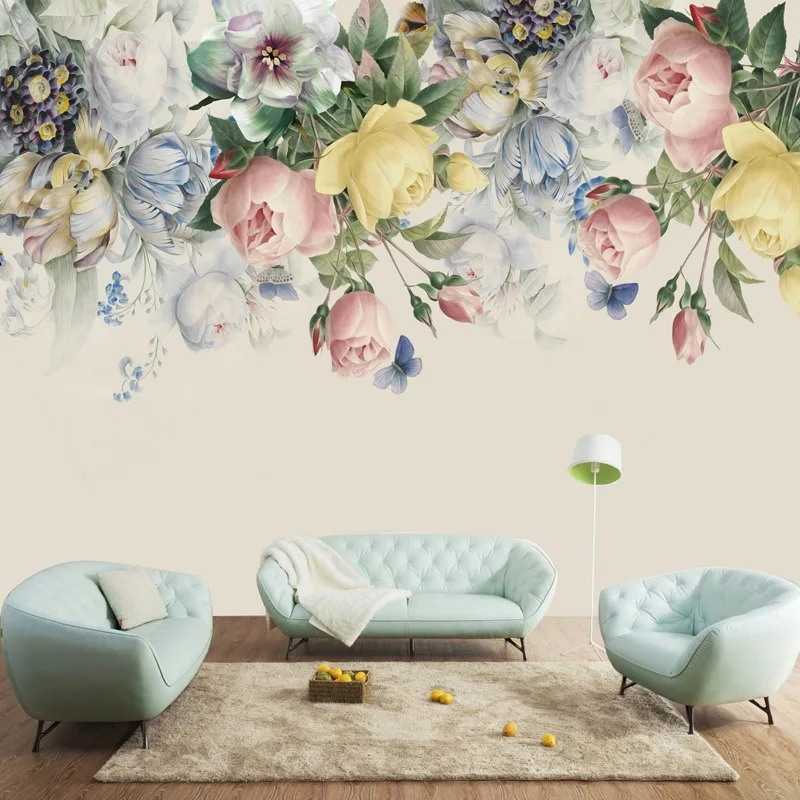 

3D Wallpaper TV Background Modern Wallpaper Flowers Paint Home Decor for Living Room Bedroom