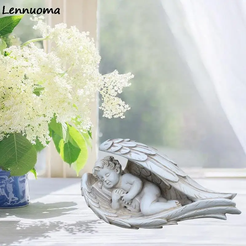 Статуя из смолы Lennuoma статуя ангела для мальчика рукоделия крыла уличная