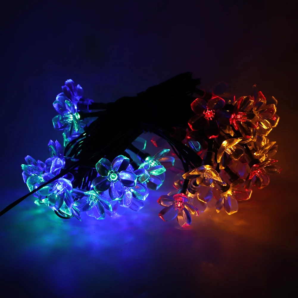 Уличная гирлянда s на солнечной батарее водонепроницаемый шнурок с цветами