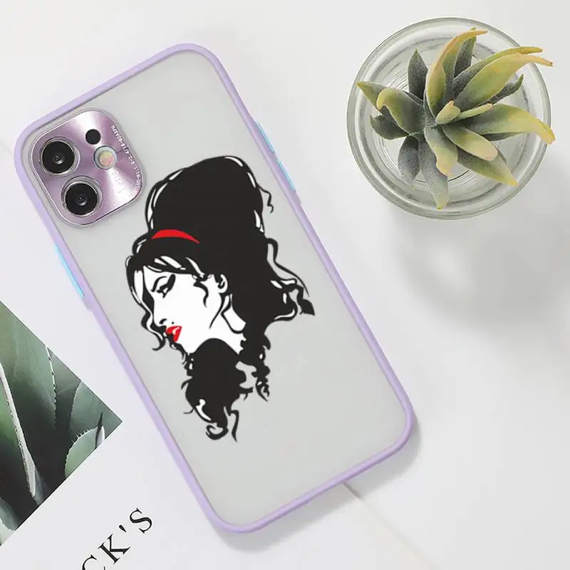 

Amy Winehouse Musician Soul Phone Case For iPhone 12 11 Mini Pro XR XS Max 7 8 Plus X Matte transparent Purple Back Cover