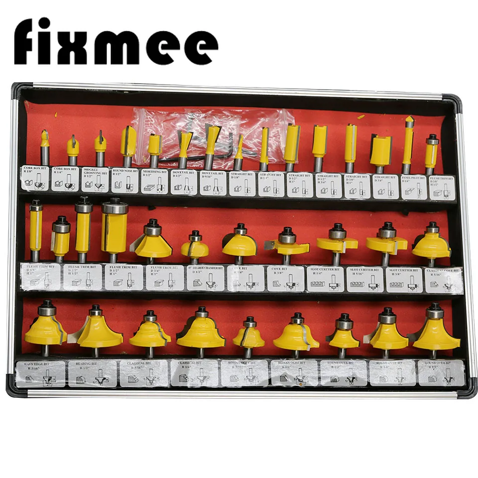 

35 Pcs Tungsten Carbide Router Bit Wood Tool Bits Set 1/4'' Shank + Alloy Case