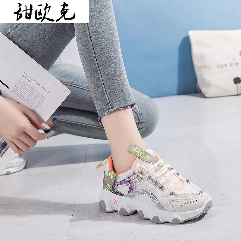 

2021 Spring Autumn New Woman Lace-up Sneakers Fashion Platform Woman Casual Shoes Walking Comfortable Woman Vulcanized Shoes