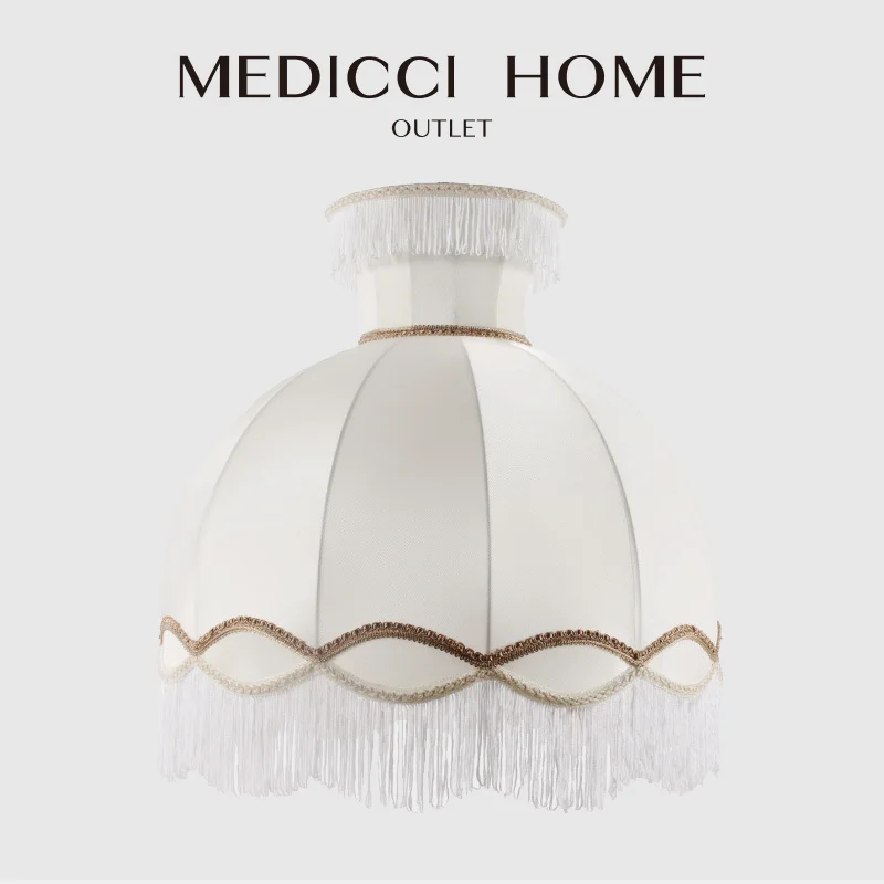 

Medicci Home Decorative Lampshade The king's Scepter Vintage French Tassel Floor White Lamp Shade Cloth Art Bedside Living Room