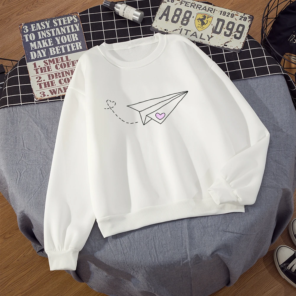

Harajuku Cartoon Paper Airplane Crewneck Hoodies Women Sweatshirts Printing Casual Vintage Streetwear Aesthetic Kawaii Hoodie